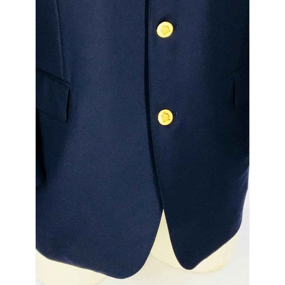 44S Alfred Dunhill Italy Mens Canvassed 3 Bttn Wool Blazer Sport Coat Dark Navy